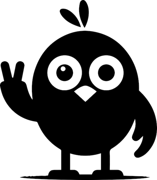 ミニマル・ファニッシュ・バード (Minimal Funny Bird) ベクトル・シルエット黒い色白い背景