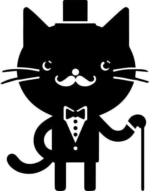 Minimal Funny Character Mr cat vector silhouette black color silhouette white background 2