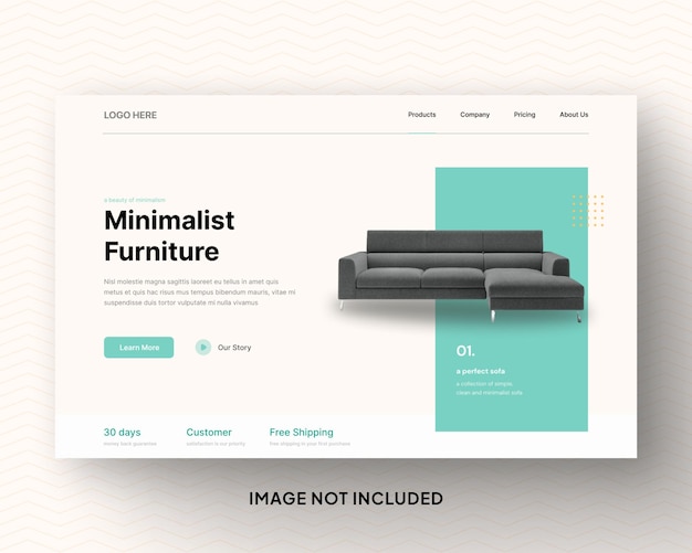 Minimal furniture hero landing page website template