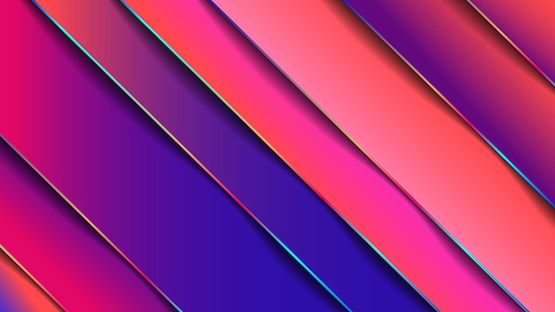 Vector minimal geometric abstract vivid color background,paper effect. futuristic design gradient with stripes. illustrations