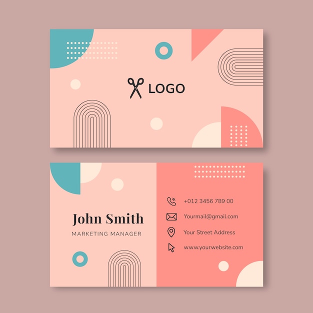 Vector minimal geometric atelier horizontal business card