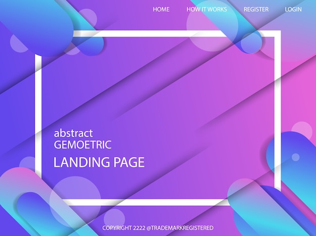 Minimal geometric landing page with dynamic shapes composition