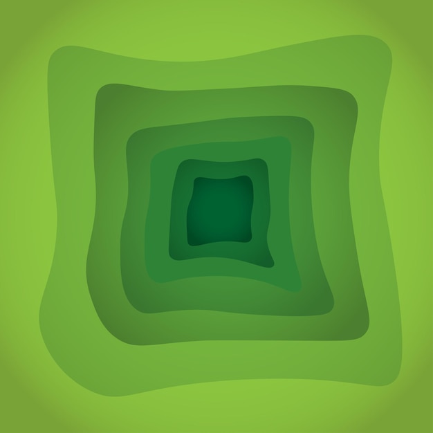 最小限の幾何学的なペーパー クラフトの背景緑流体グラデーション フラット ベクトル イラスト