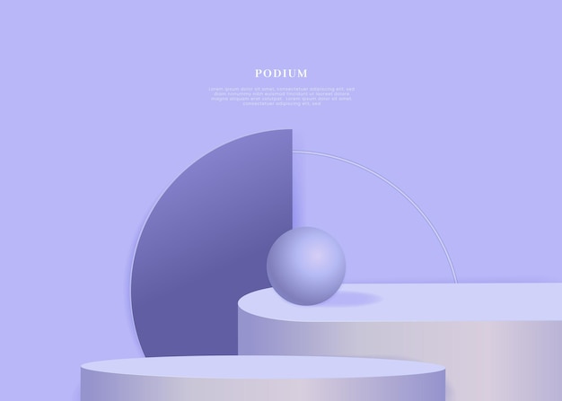 製品プレゼンテーション3dレンダリングイラストの最小限の幾何学的な表彰台パステルカラーの背景