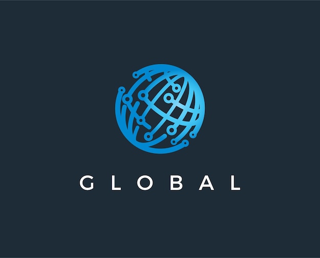 Minimal global tech logo template