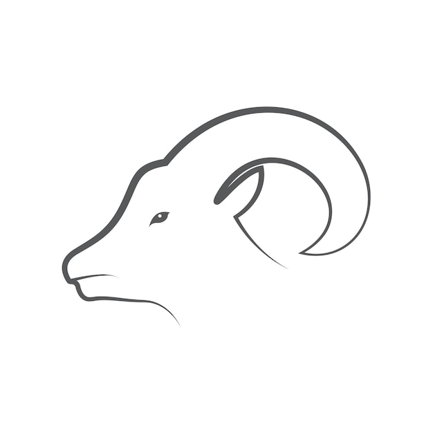 Minimal Goat Head Logo - Een schets van een geitenkop. Geit Hoofd Lijn Icoon. Vector illustratie