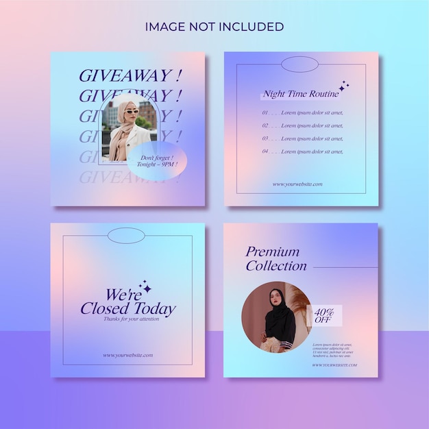 Vector minimal gradient fashion instagram post set collection