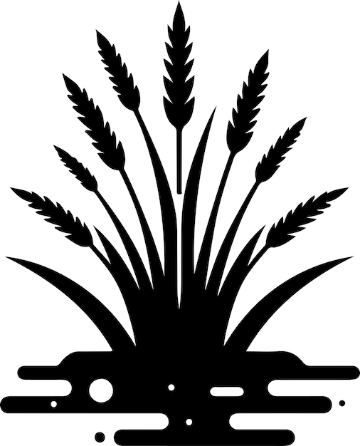 Vector minimal grass icon on mud vector silhouette black color silhouette 21