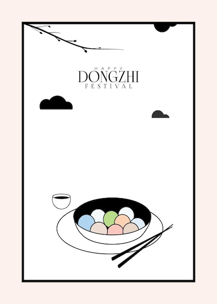 Minimal hand drawn design for dongzhi festival