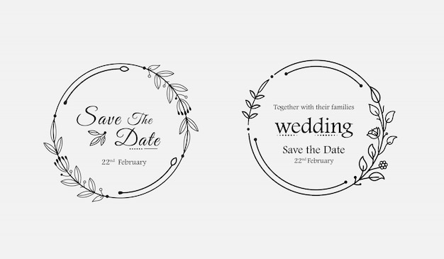 Vector minimal hand drawn floral wedding badges