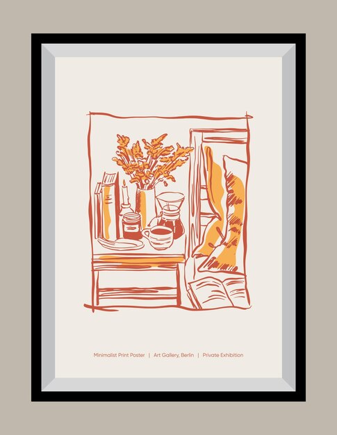 minimal hand drawn vector dolce vita illustration with aesthetic quote in a poster frame