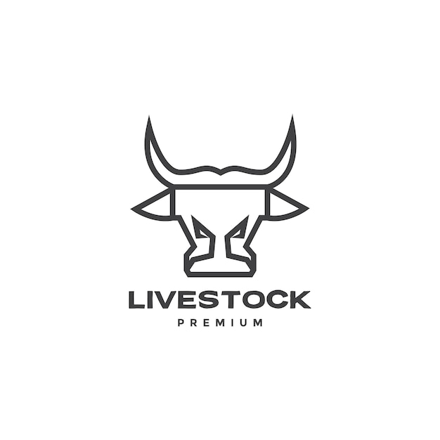 Minimal head cow line modern logo