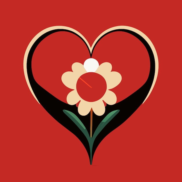 minimal heart shaped flower vector illustration cartoon