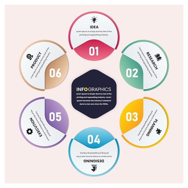 Minimal Hexoganal with Circle Shaped Business Infographic Template