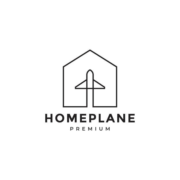 Minimal home with airplane line logo design vector graphic symbol icon illustration creative idea