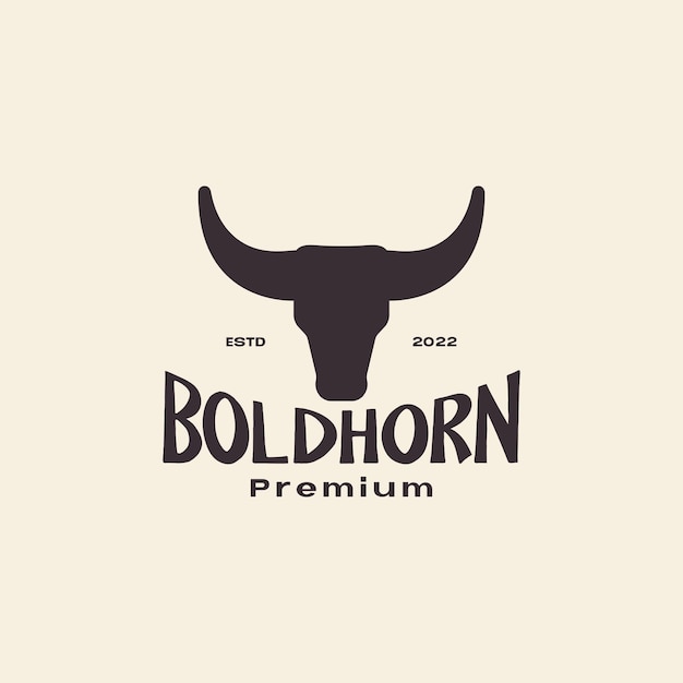 Minimal horn cow livestock vintage logo design vector graphic symbol icon illustration creative idea