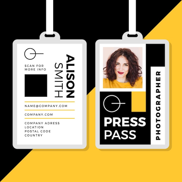 Vector minimal id cards template with photo