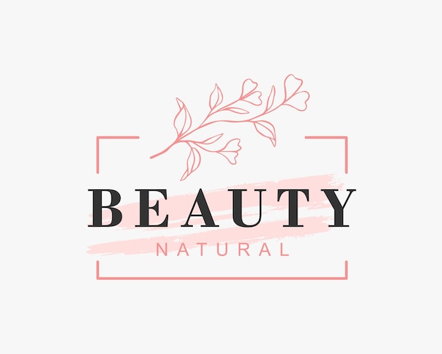 Логотип красоты с минимальной иллюстрацией