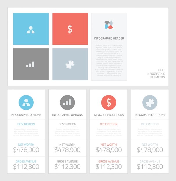 Vector minimal info graphic flat business elements vector illustration