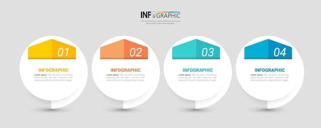 Elementi infografici minimi con 4 passaggi