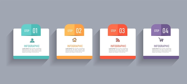 minimal infographic template with 4 steps.
