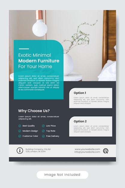Vettore modello di volantino per mobili dal design d'interni minimal