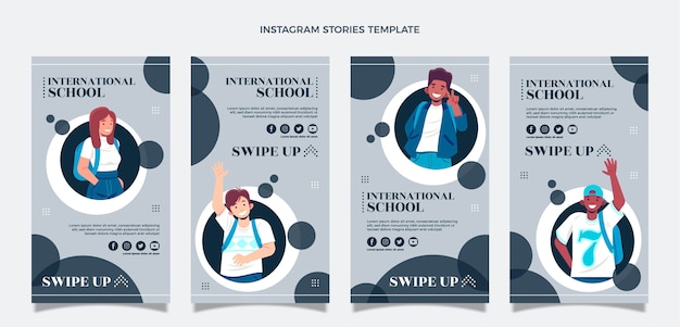 Vector minimal international school instagram stories