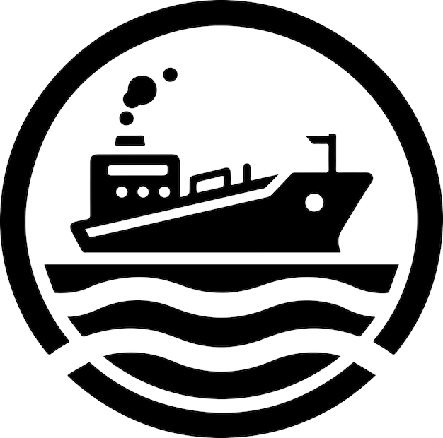 minimal International shipping tanker ship under round shape logo vector icon 9