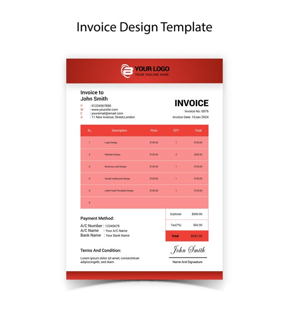 Minimal invoice template design