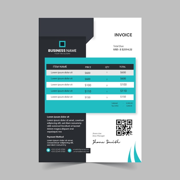 minimal invoice template vector design