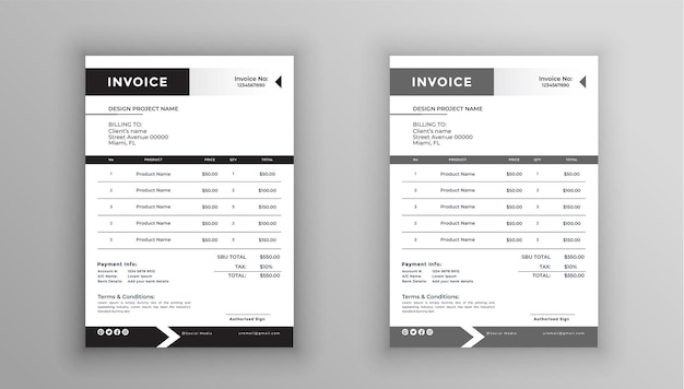 Minimal invoice template vector design