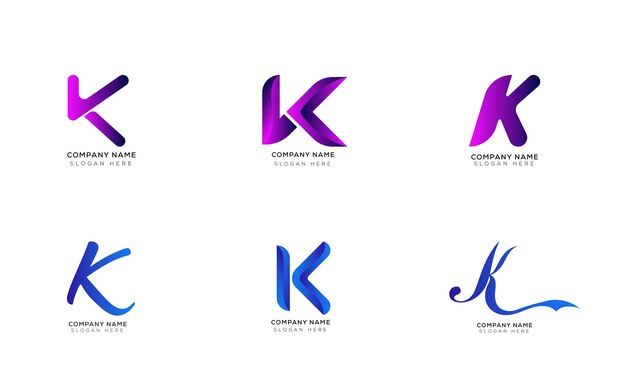 Minimal k logo collection with gradient