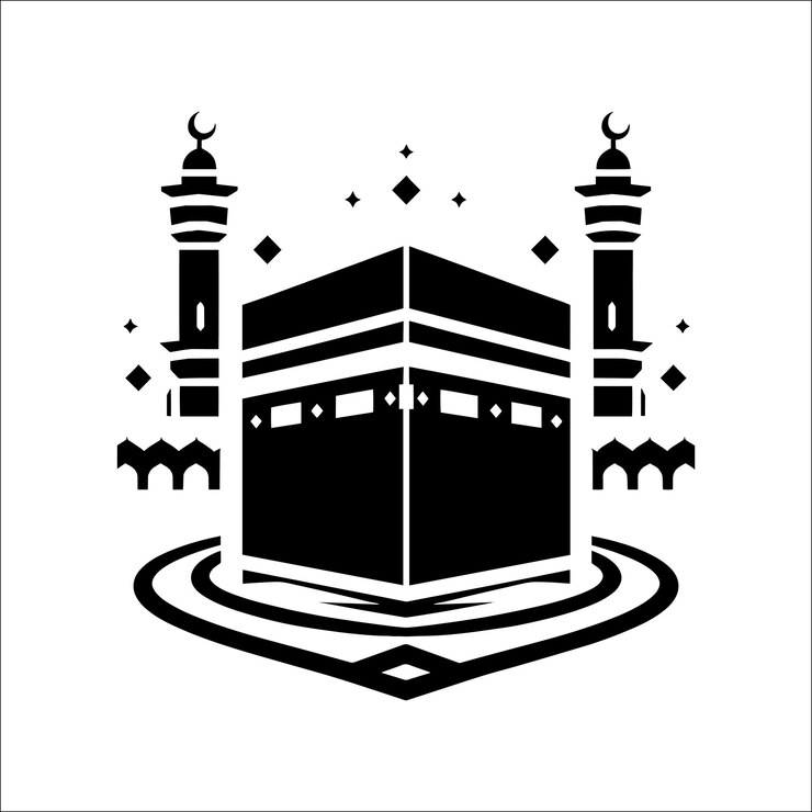 Vector minimal kaaba logo design vector icon flat symbol silhouette