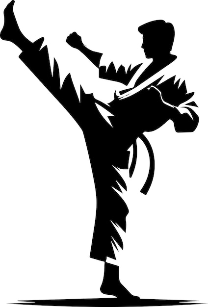Vector minimal karate kick vector silhouette black color silhouette 24