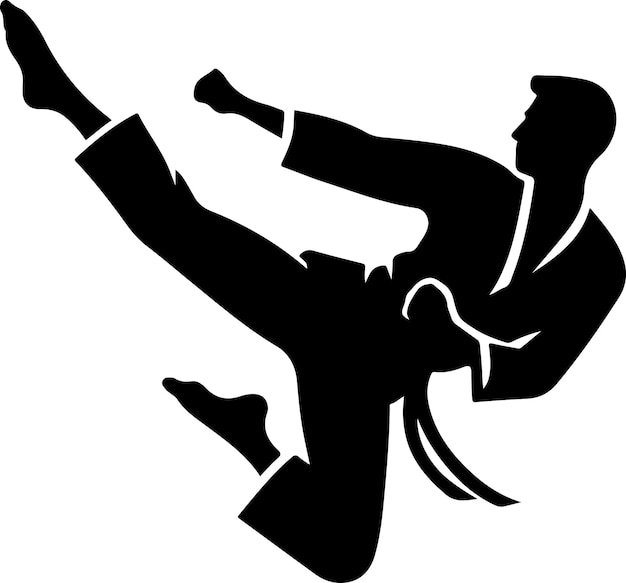 Vector minimal karate kick vector silhouette black color silhouette 35