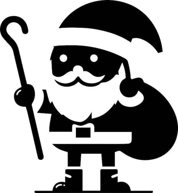 Minimal karton grappig personage Kerstman vector silhouet 14