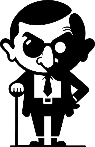 Minimal karton grappig personage Mr. Bean vector silhouet zwarte kleur silhouet 13