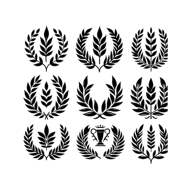 Vettore logo dell'icona del vettore del segno di alloro minimo