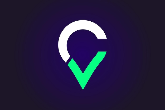 Minimal Letter c v o v and location logo design