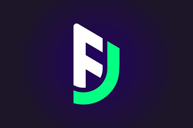 最小限の文字 fj ロゴ デザイン テンプレート