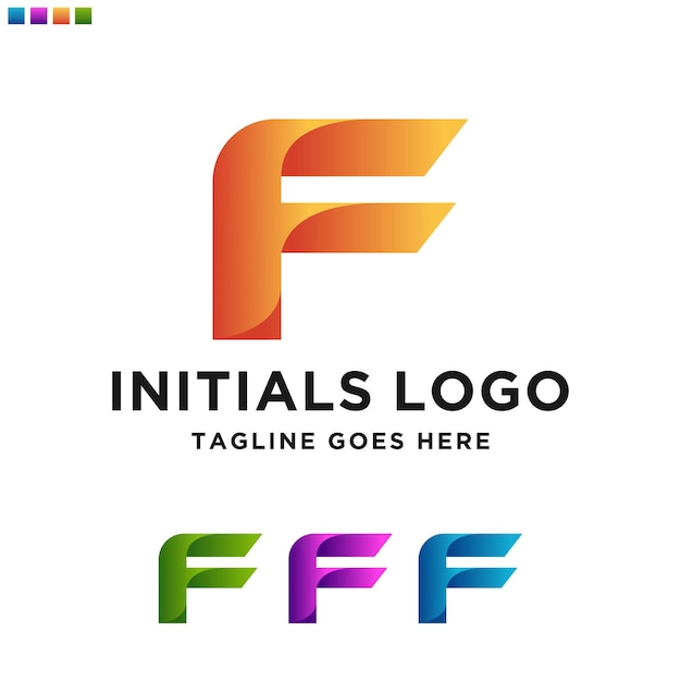 Minimal Letter Initial F Logo Design Template. Vector Logo Illustration