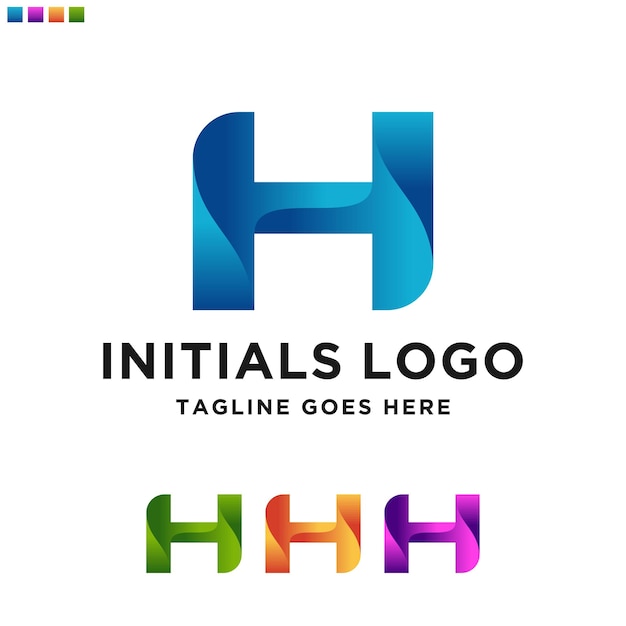 Modello di progettazione del logo h iniziale con lettera minima. illustrazione del logo vettoriale