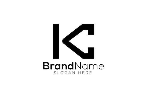 Minimal letter K C arrow logo design template