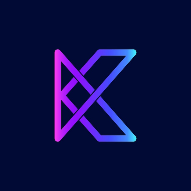 最小限の文字 k のロゴのテンプレート