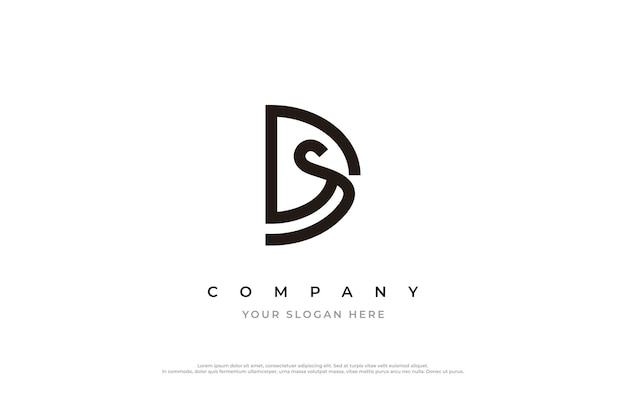 최소 문자 SD 또는 DS 로고 디자인 벡터 템플릿
