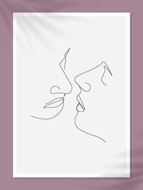 Minimal line art faces vector pastel aesthetic illustration