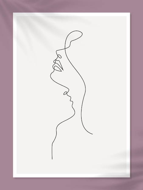 Minimal line art faces vector pastel aesthetic illustration