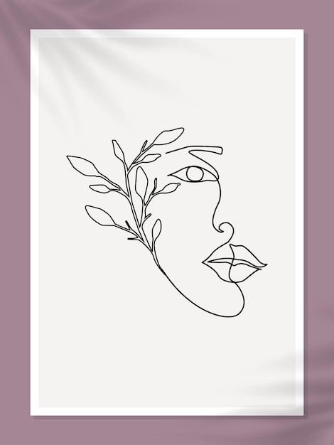 Vector minimal line art faces vector pastel aesthetic illustration