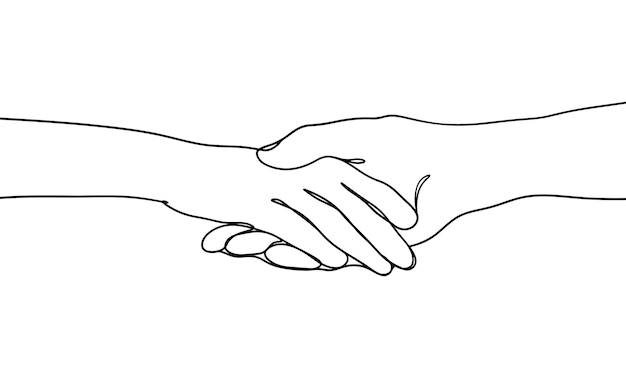 Illustrazione della stretta di mano minimal line art