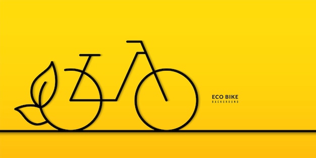 Минимальный линейный велосипед на желтом фоне велоспорт на улице защита природы и окружающей среды